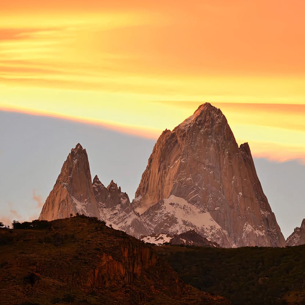 Image of a mountain during a sunrise